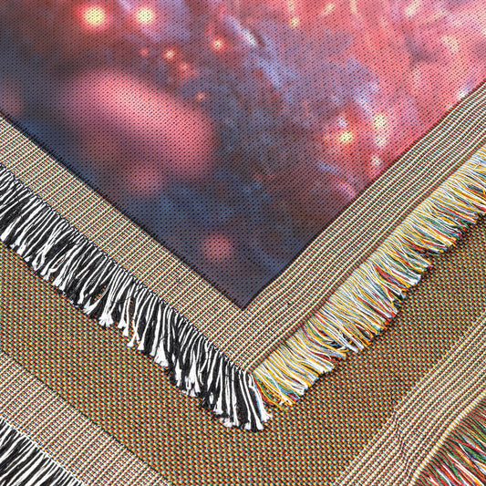 Hedgehog Exploring Bioluminescent Garden Under Starry Night with Glowing Quills Woven Throw Blanket - Awakening Righteousness