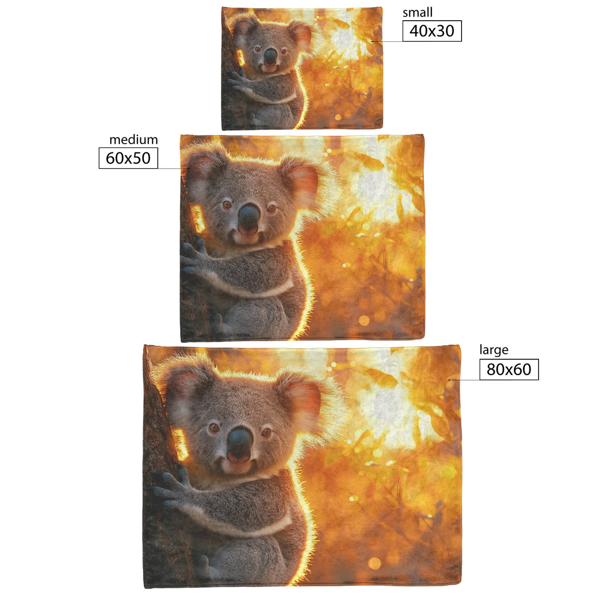 Koala Clinging to Eucalyptus Tree Under Glowing Sunset with Golden Light Fleece Sherpa Blanket - Awakening Righteousness