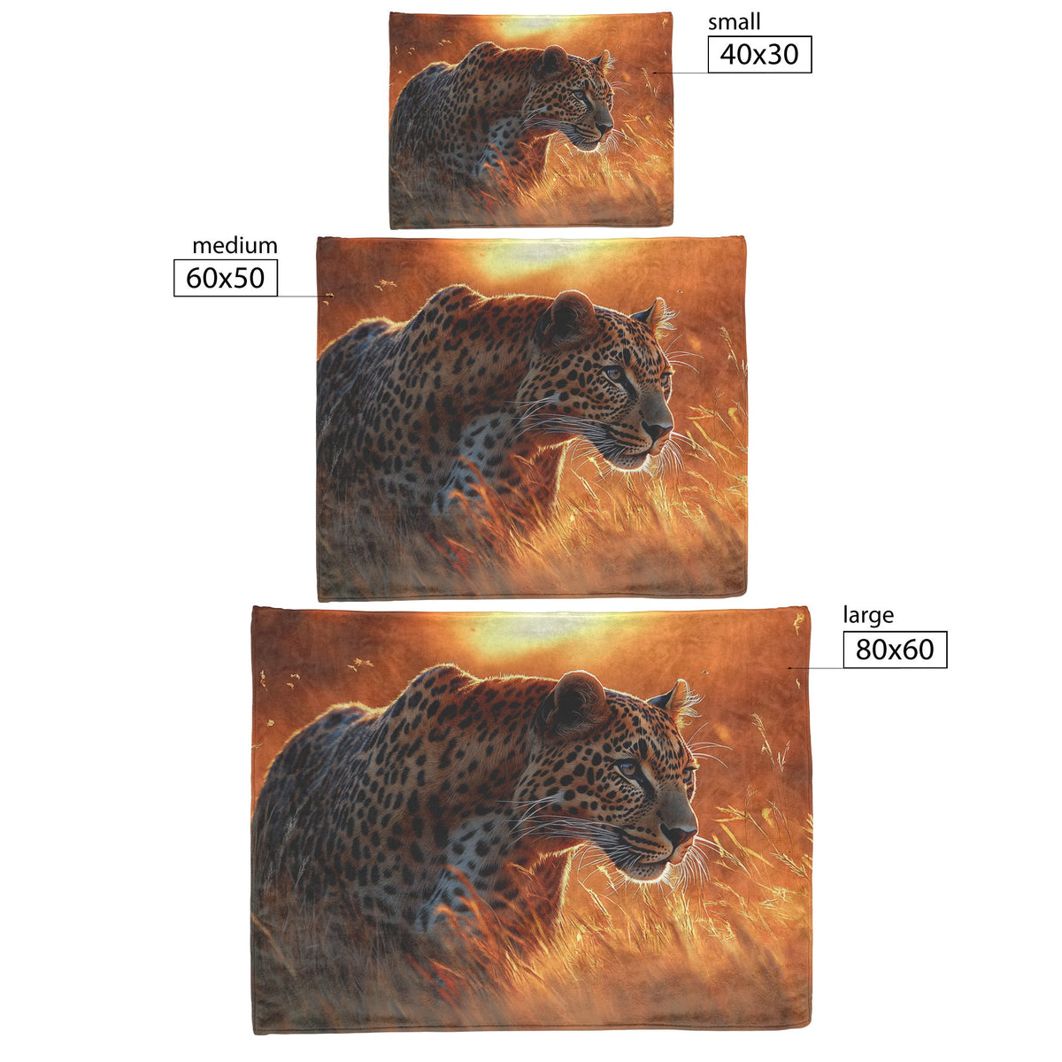 Leopard Stalking Through Tall Golden Grass Under Vibrant Sunset Fleece Sherpa Blanket - Awakening Righteousness