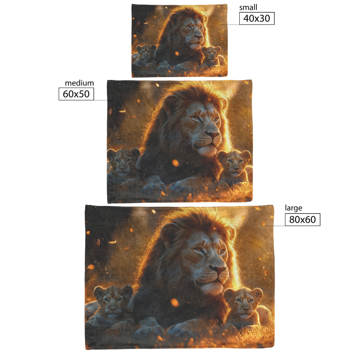 Lion Family Resting in Golden Grass with Morning Mist and Warm Sunlight Fleece Sherpa Blanket - Awakening Righteousness
