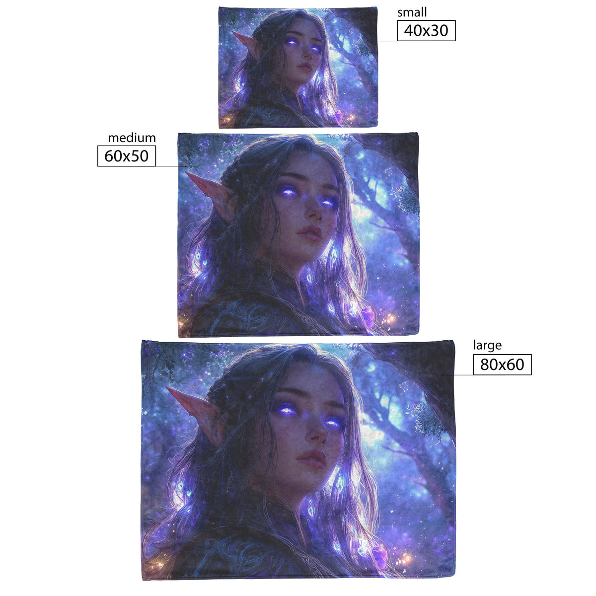 Luminous Night Elf Fleece Sherpa Blanket Featuring Radiant Holy Female Alliance Elf in Enchanted Forest - Awakening Righteousness