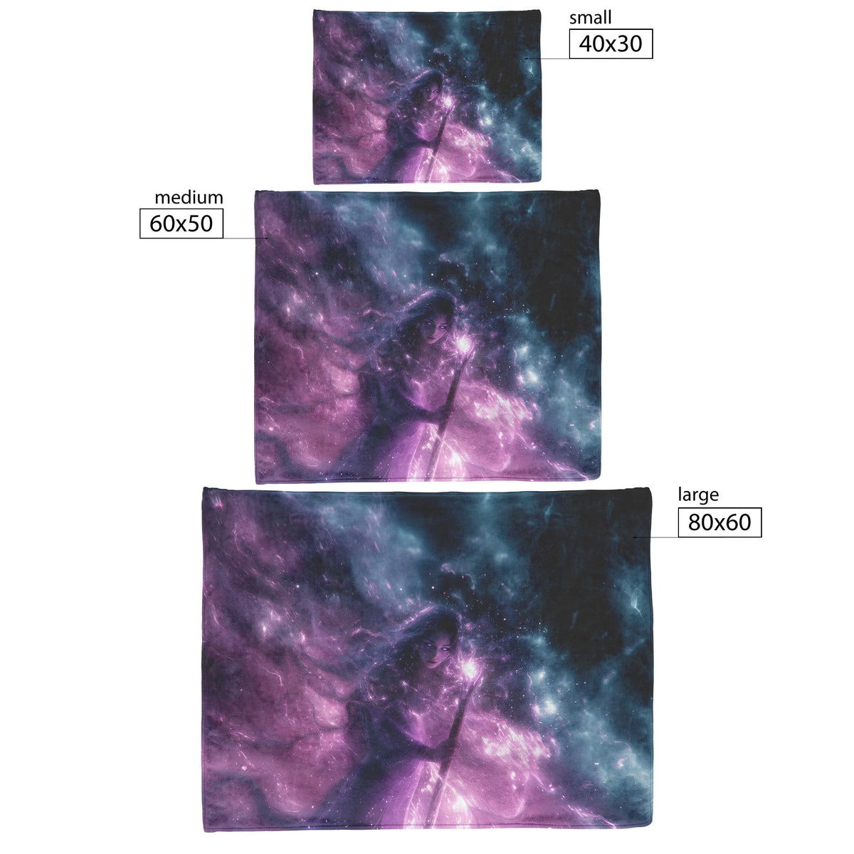 Night Elf Mage Fleece Sherpa Blanket Radiant Staff Silver Stars Purple Reflections Bold Inspiring WoW Design - Awakening Righteousness