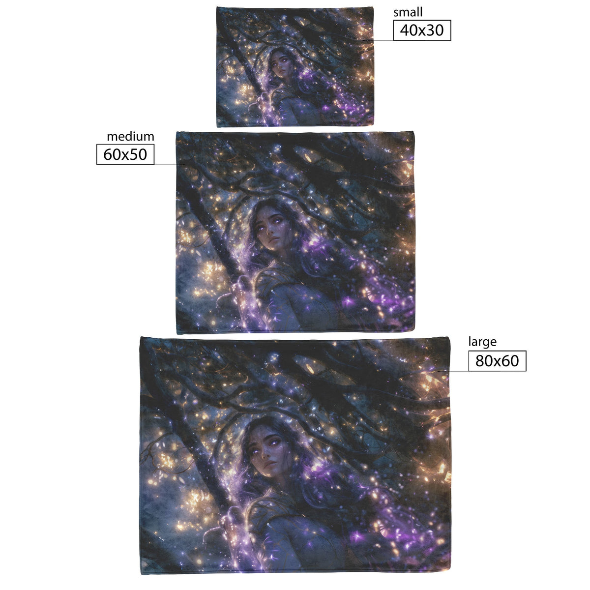 Night Elf Paladin Fleece Sherpa Blanket Silver Purple Armor Golden Accents Silver Light Stars Majestic Serene WoW Design - Awakening Righteousness