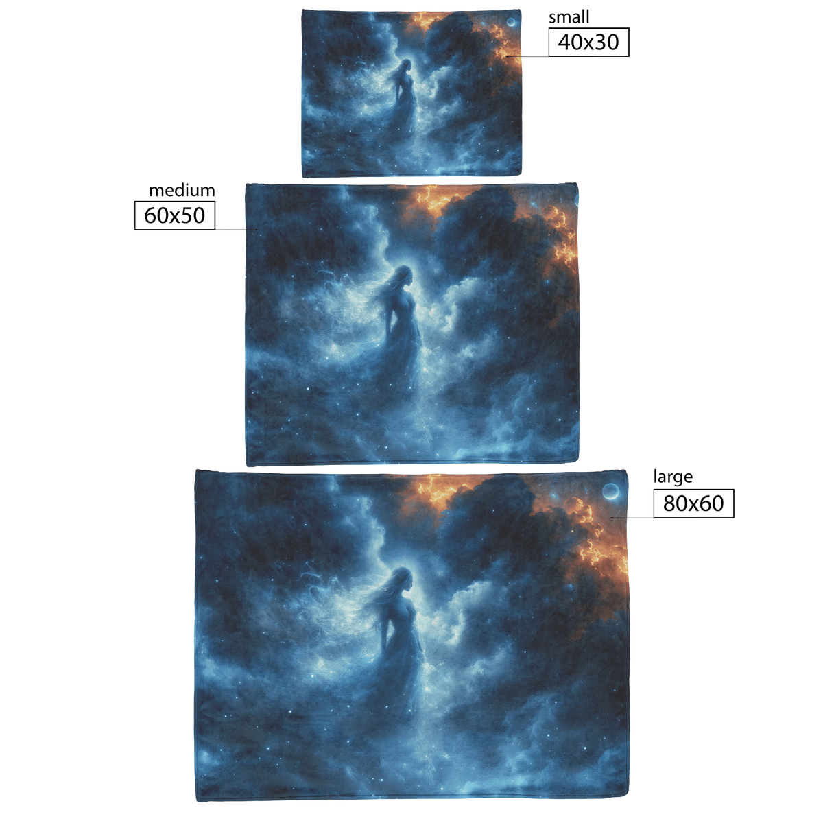 Night Elf Priest Fleece Sherpa Blanket Moonlit Robes Silver Mist Cosmic Reflections Serene Inspiring WoW Design - Awakening Righteousness