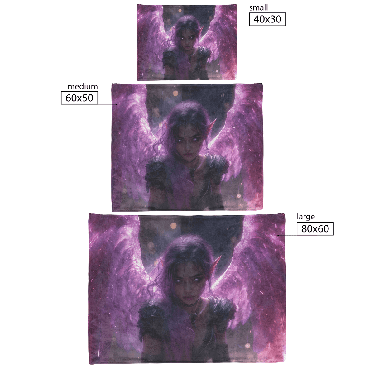Night Elf Priest Fleece Sherpa Blanket Silver Wings Blessing Spell Purple Highlights Shimmering Textures Majestic Elegant - Awakening Righteousness