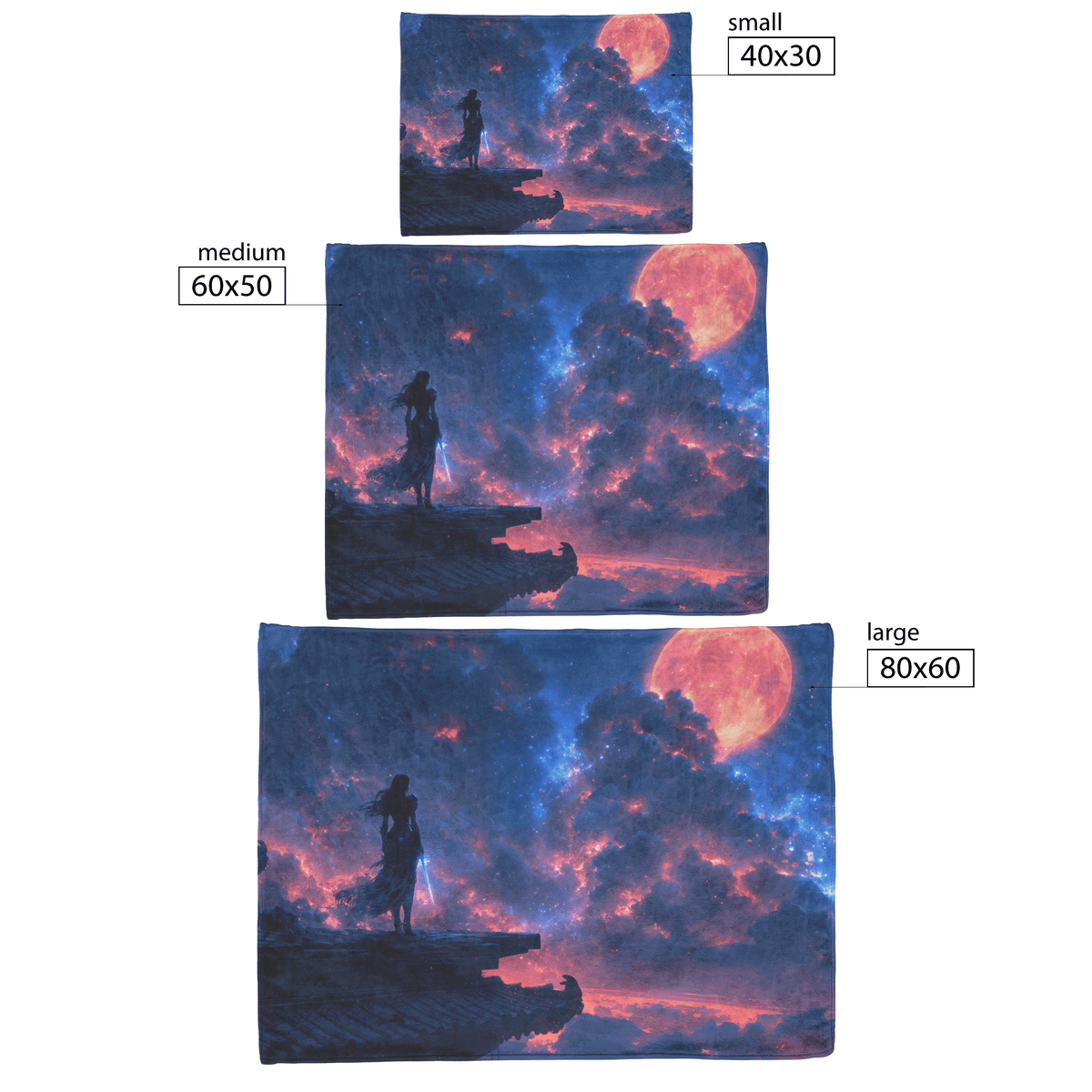 Night Elf Rogue Fleece Sherpa Blanket Rooftop Night Glowing Blades Cosmic Mist Shimmering Textures Stealthy Elegant WoW Design - Awakening Righteousness