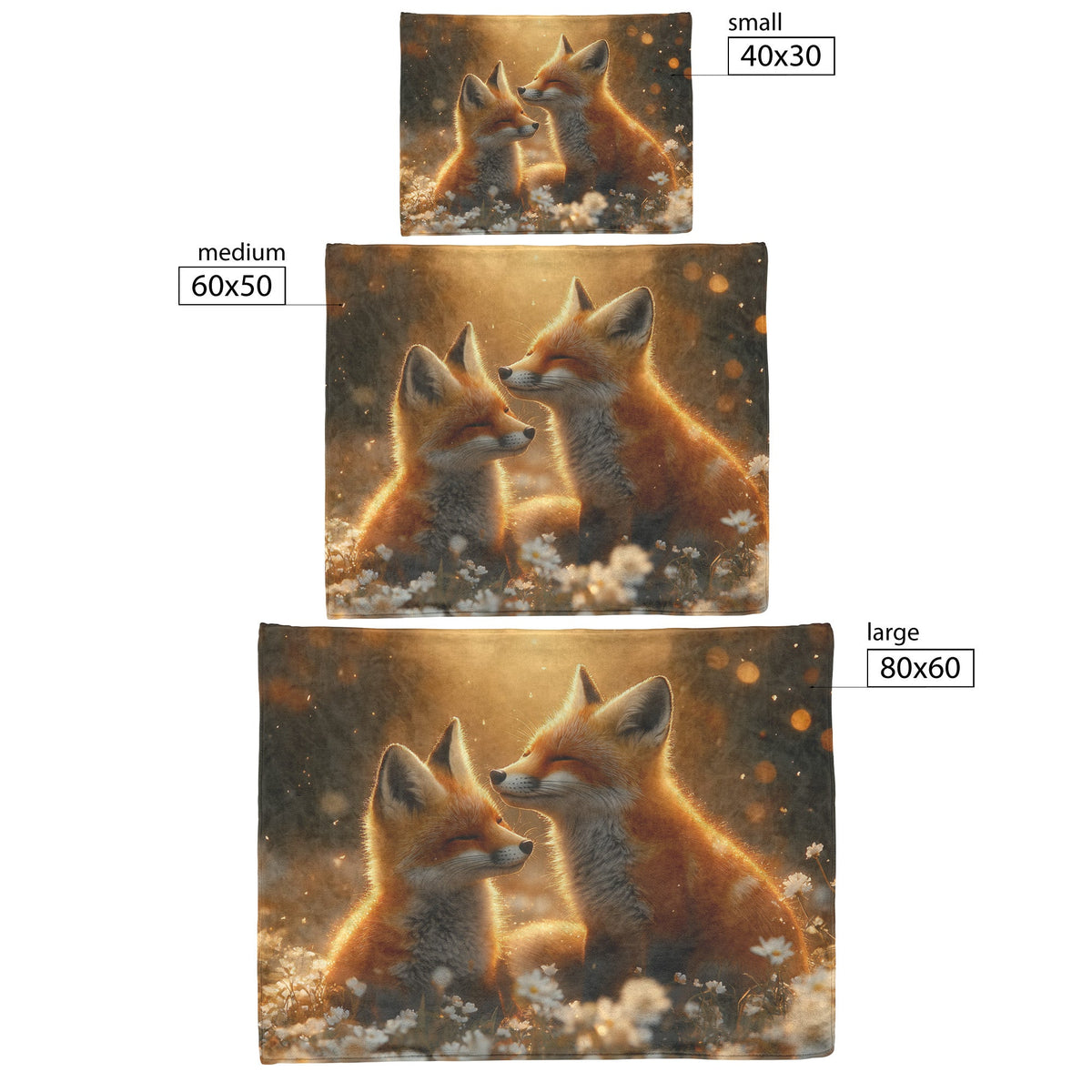 Pair of Foxes Playing in Flower Meadow Glowing Sunlight Joyful Peaceful Fleece Sherpa Blanket - Awakening Righteousness