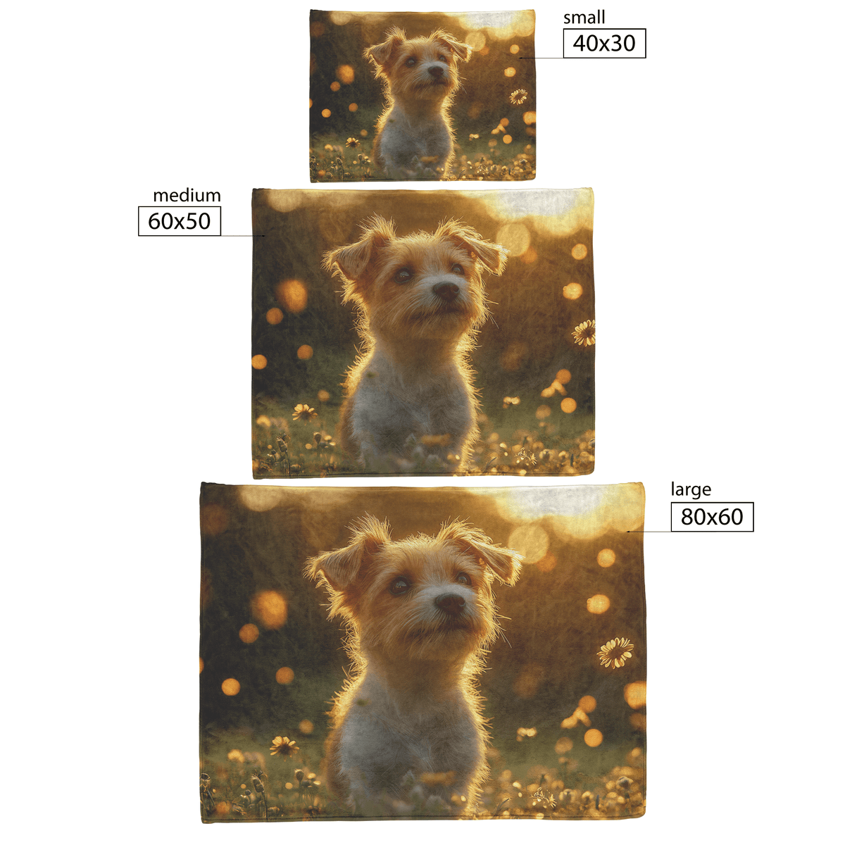 Parson Russell Terrier Standing in Lush Green Meadow Surrounded by Golden Light Trails With Glowing Fur Fleece Sherpa Blanket - Awakening Righteousness