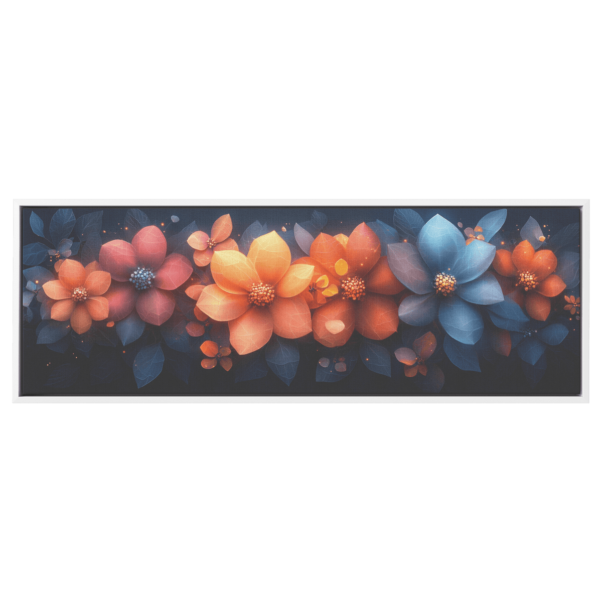 Polygonal Floral Patterns Vibrant Fractal Inspired Shapes Panoramic Framed Canvas Wall Art for Modern Decor - Awakening Righteousness