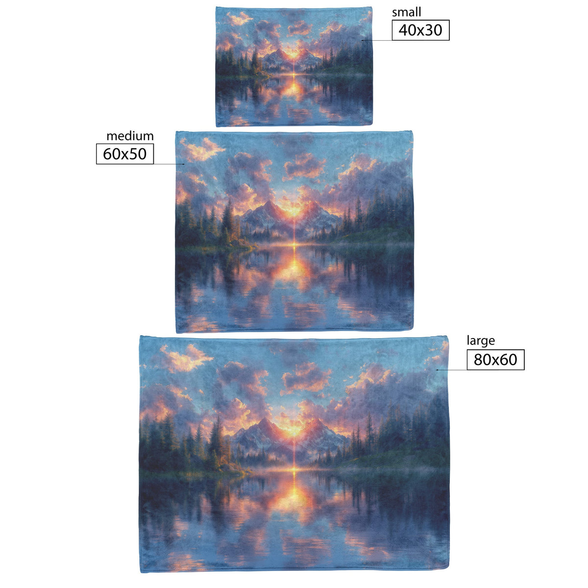 Rose Sunset Over Serene Mountain Lake Snowy Peaks Misty Clouds Radiant Golden Light Fleece Sherpa Blanket - Awakening Righteousness