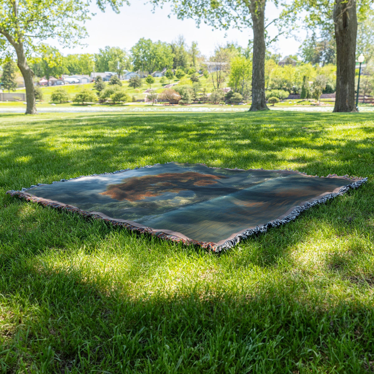 Tree of Life with Orange Leaves Woven Throw Blanket - Awakening Righteousness