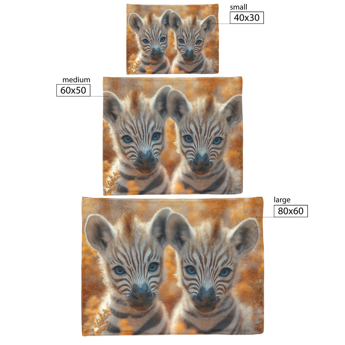 Two Adorable Baby Zebra Cubs with Blue Eyes in Golden Savannah Cozy Fleece Sherpa Blanket - Awakening Righteousness
