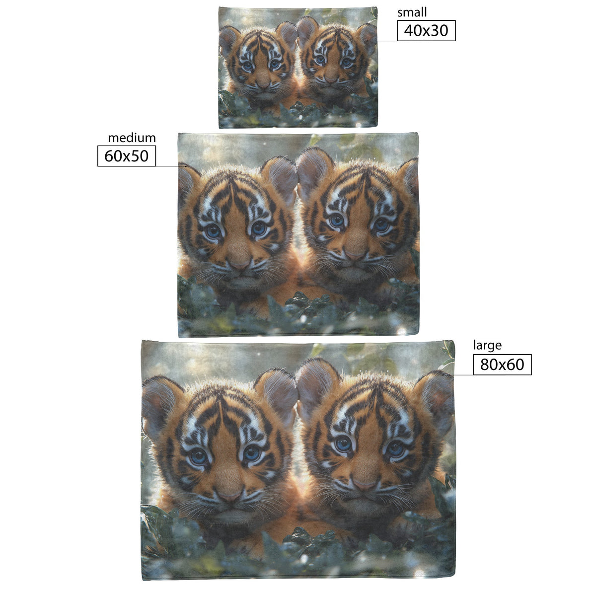 Two Cute Baby Tigers with Blue Eyes Jungle Cozy Fleece Sherpa Blanket - Awakening Righteousness
