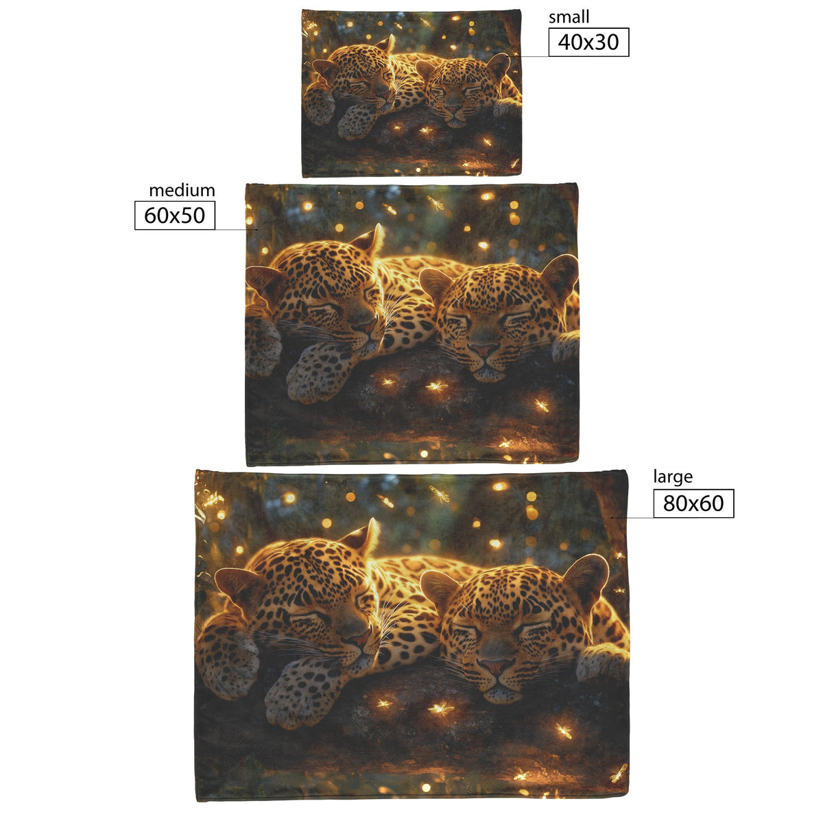 Two Leopards Resting Together on Branch in Dense Jungle with Glowing Fireflies Fleece Sherpa Blanket Magical and Soft - Awakening Righteousness