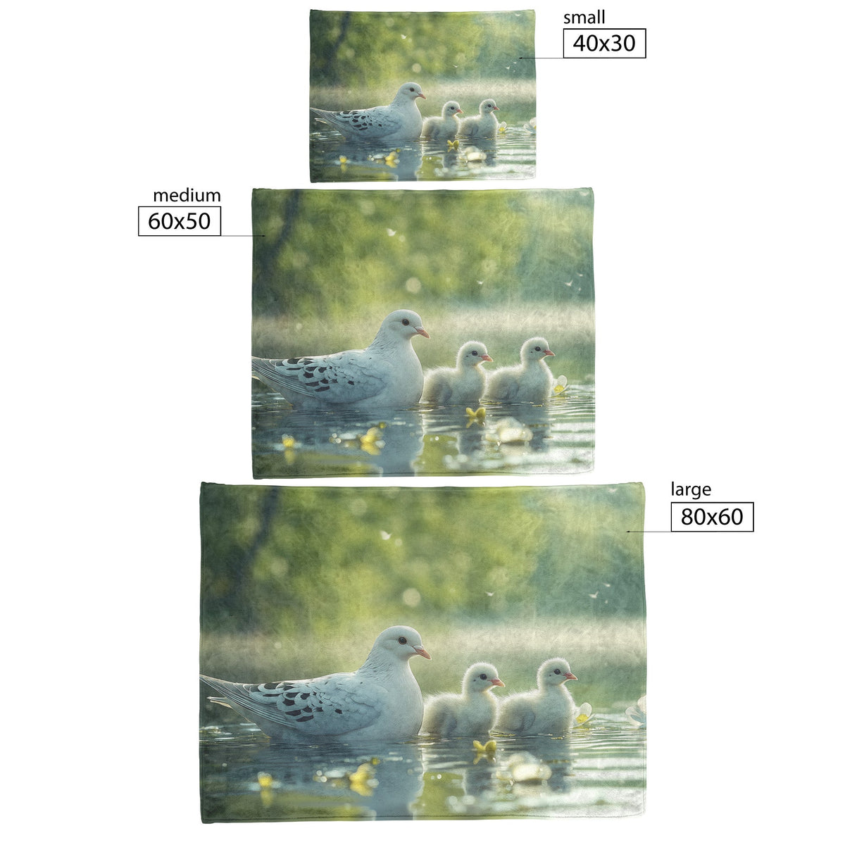 White Dove Family in Clear Lake Spring Nature Scene Fleece Sherpa Blanket Soft Cozy Blanket - Awakening Righteousness