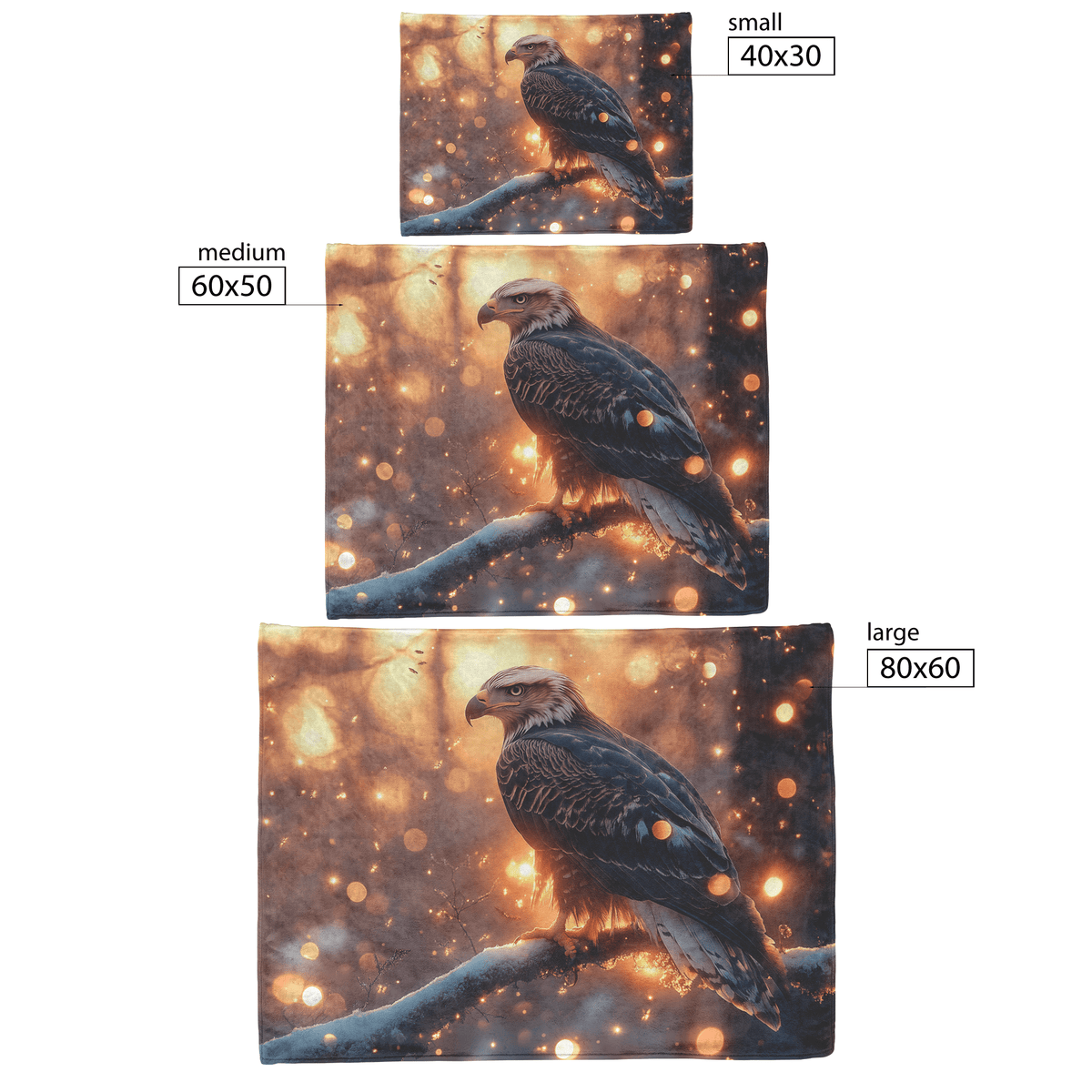 Young Eagle Perched on Glowing Tree Branch Surrounded by Shimmering Fireflies and Twilight Hues Fleece Sherpa Blanket - Awakening Righteousness