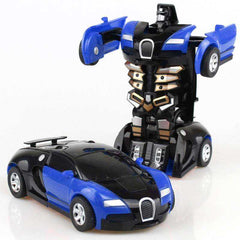 New One-key Automatic Transform Robot Funny Diecasts Plastic Model Car Kid Toys