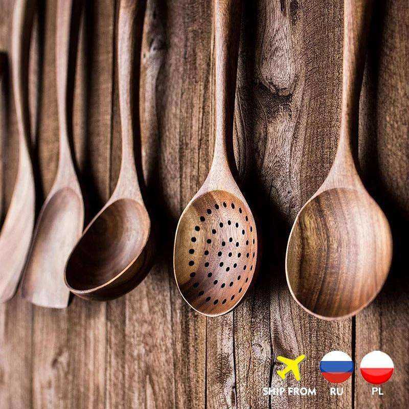 Teak Natural Wood Tableware Kitchen Tool Set