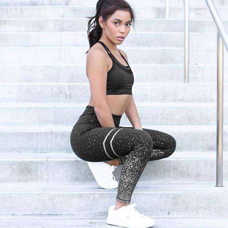 High Waist Fitness Gold Print Leggings