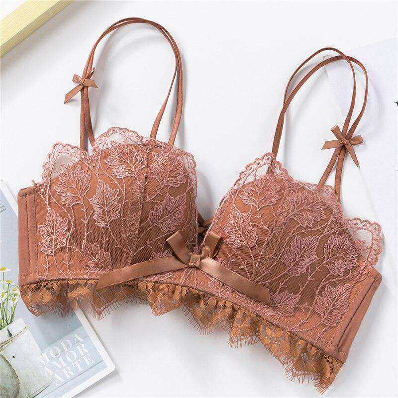 Sexy Lace Bralette Push Up Bras Wireless Soft Black Butterfly Bra