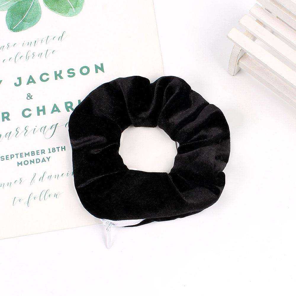 New Velvet Tencel Zipper Pocket Hairband Elastic  Accessories