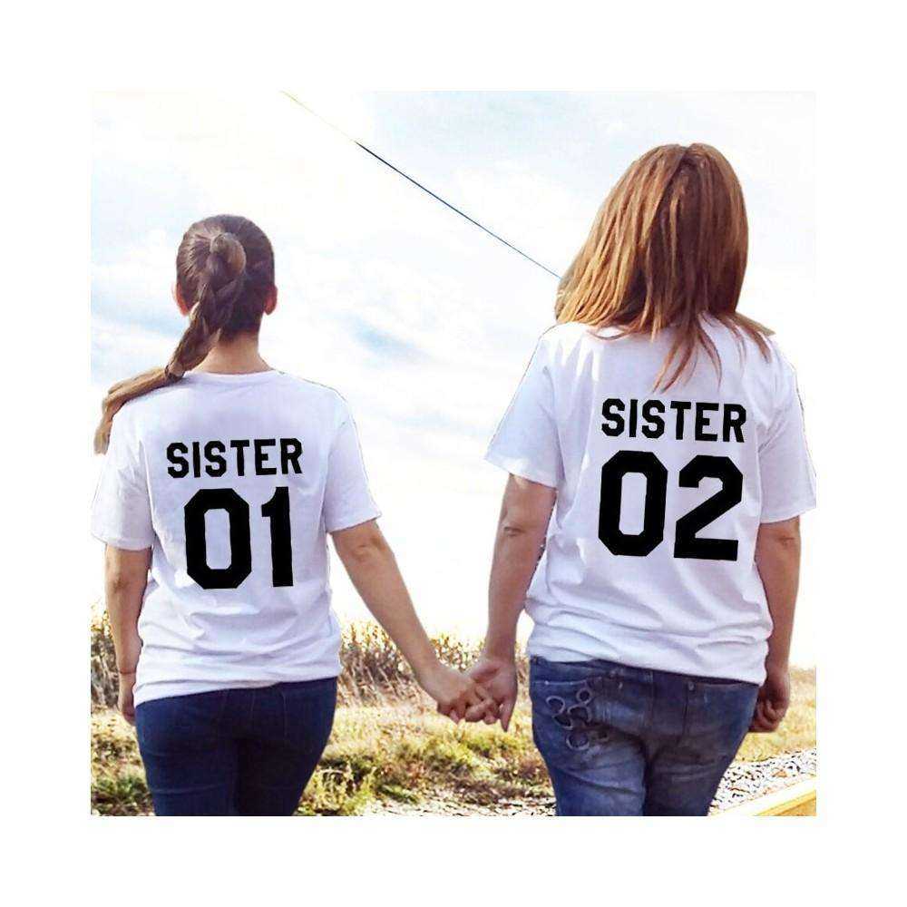 Fashion Sister 01 02 Best Friends T Shirts Aesthetic Harajuku Tops