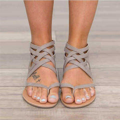 New Female Cross Tied Flat Sandals Rome Style Casual Shoes