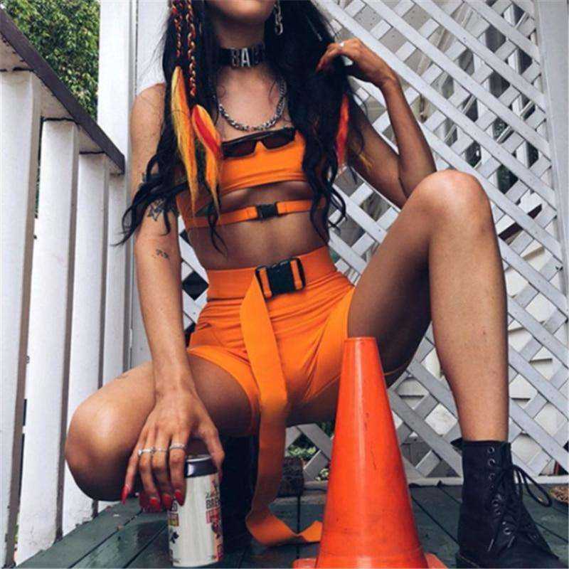 Sexy Hip Hop Sexy Gothic Crop Top And Short Casual Clothing Street Wear