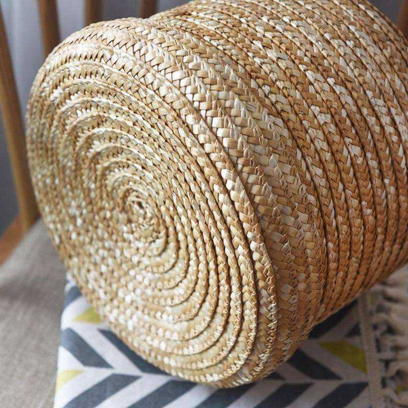 2 Pcs/Set Handmade Straw Woven Storage Basket