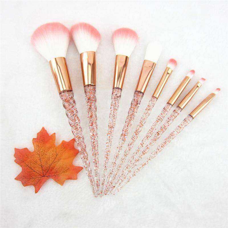 8pcs Red Glitter Diamond Crystal Makeup Brush Set