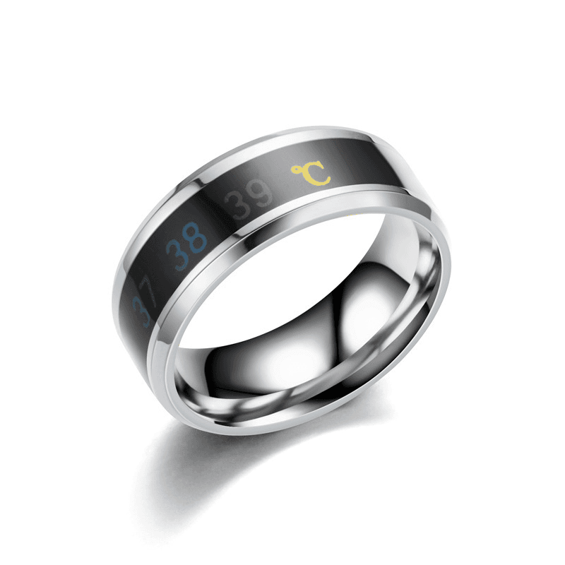 Fashion Sensor Real-time Body Temperature Display Ring Stainless Steel
