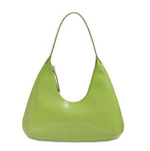 Patent Leather Shiny Underarm Baguette PU Tote Handbags