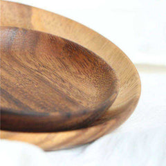 Round Solid Wood Plate Whole Acacia Wood Tableware Set