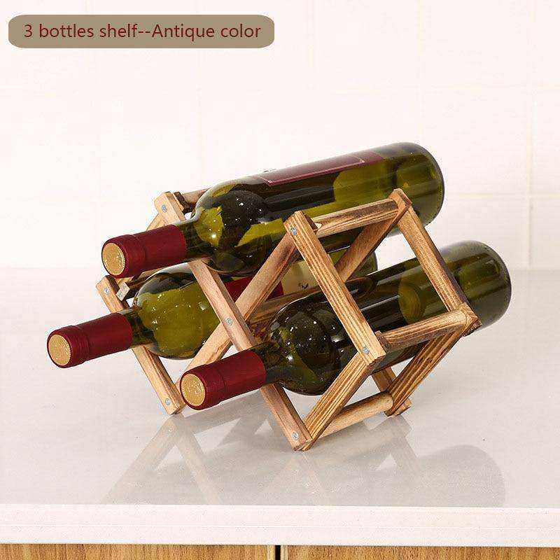 Folding Wooden Wine Bottle Rack Holder Display Shelf