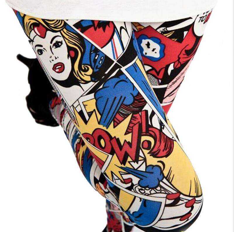 Women Comic Cartoon Printed  High Stretch Punk Rock Leggings