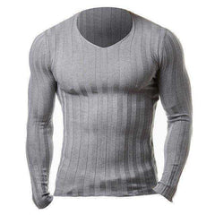 Men Knitted Slim Long Sleeve V Neck Warm Sweater