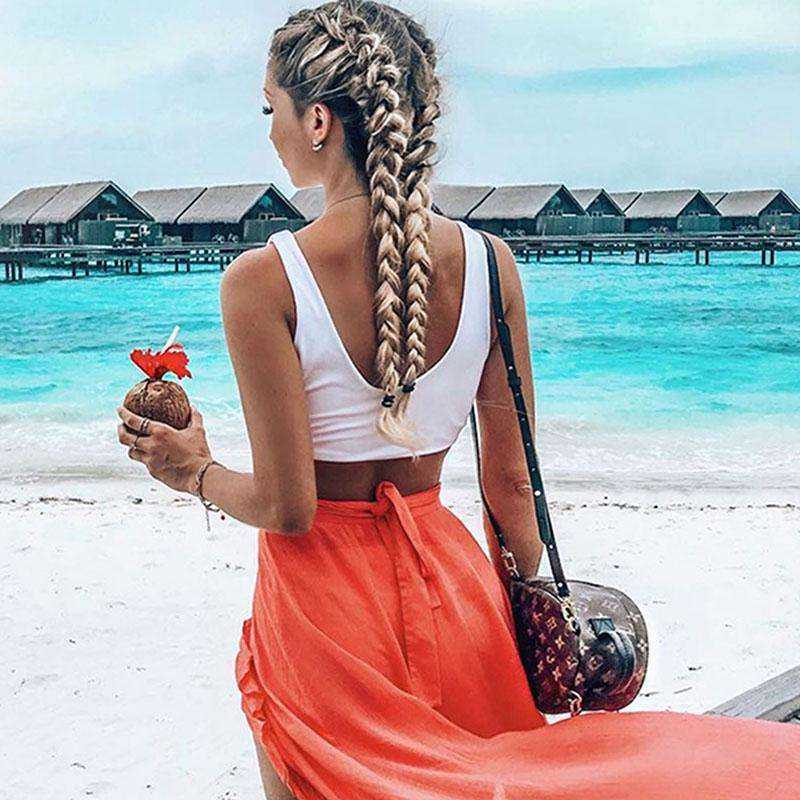 Women's Lace Up Ankle Split Maxi Skirt