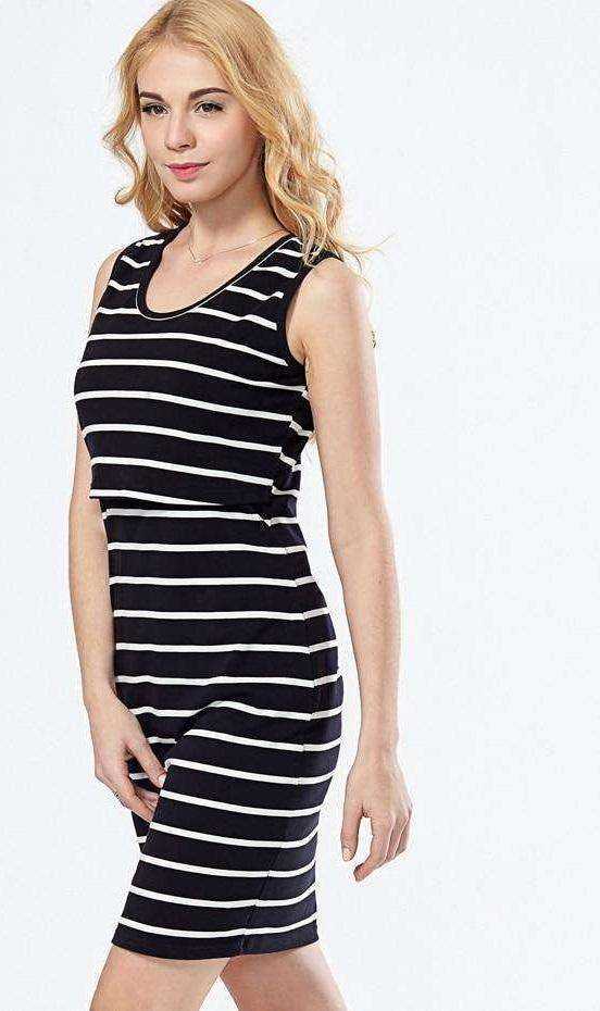 Striped Summer Maternity Breastfeeding Sleeveless Dress