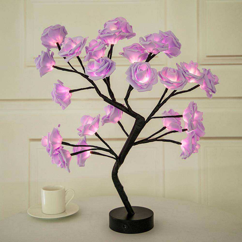 LED Table Lamp Rose Flower Tree USB Night Lights