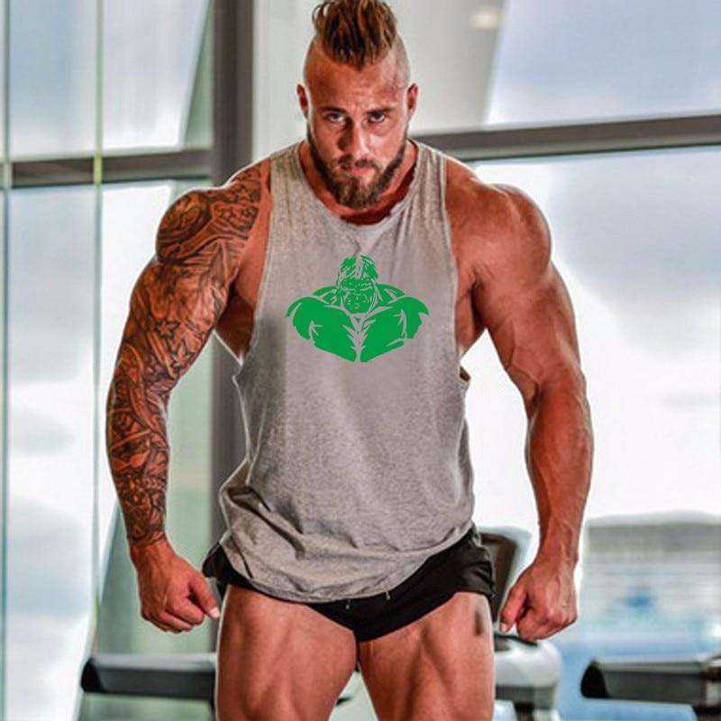 Men Undershirt Skull Bodybuilding Fitness Stringer Tank Tops