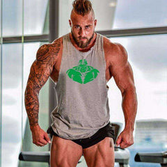 Men Undershirt Skull Bodybuilding Fitness Stringer Tank Tops