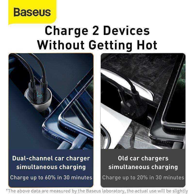 Aesthetic Car Charger Dual USB Quick Charge 65W  Fast Charging For iPhone & Laptop