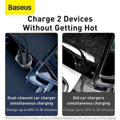 Aesthetic Car Charger Dual USB Quick Charge 65W  Fast Charging For iPhone & Laptop