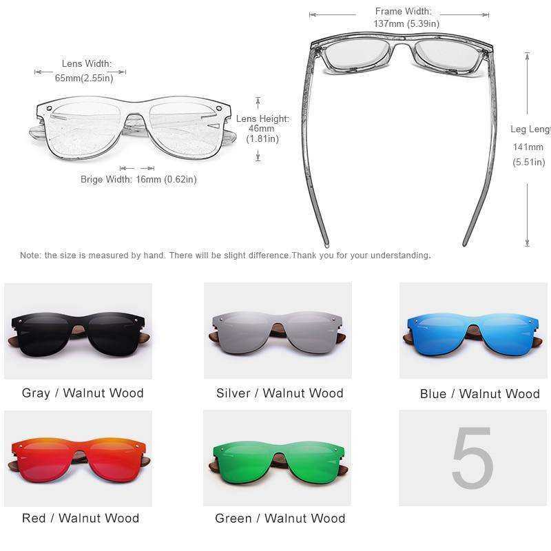 Men Sunglasses Polarized Walnut Wood Mirror UV400 Lens