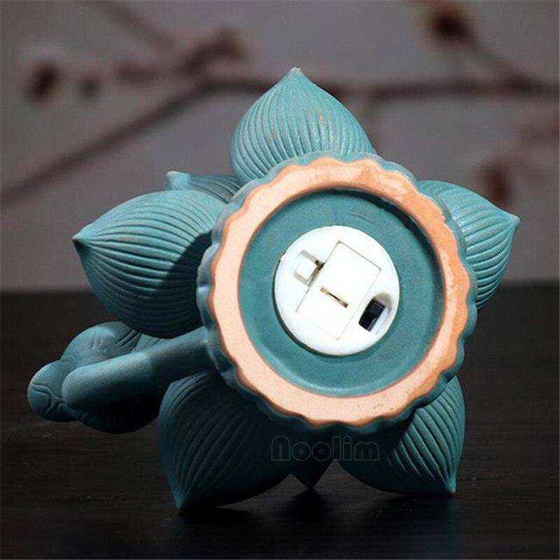 Ceramics LED Lotus Incense Burner Aroma Smoke Waterfall Fountain Censer