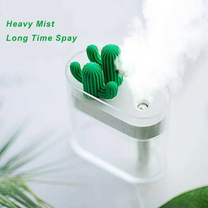 Ultrasonic Air Humidifier Clear Cactus Color Light Mist Maker