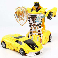 New One-key Automatic Transform Robot Funny Diecasts Plastic Model Car Kid Toys