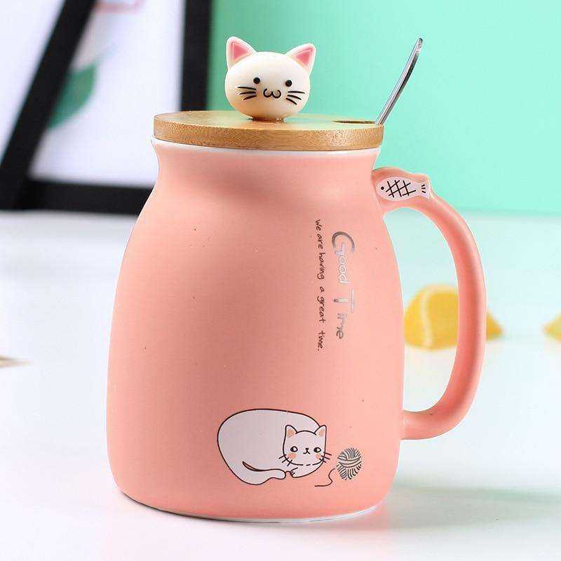 Portable Cat Cute Ceramic Coffee Cup
