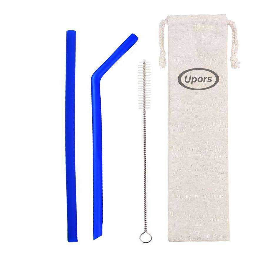 Reusable Drinking Flexible Straw Shakes with Brush & Pouch