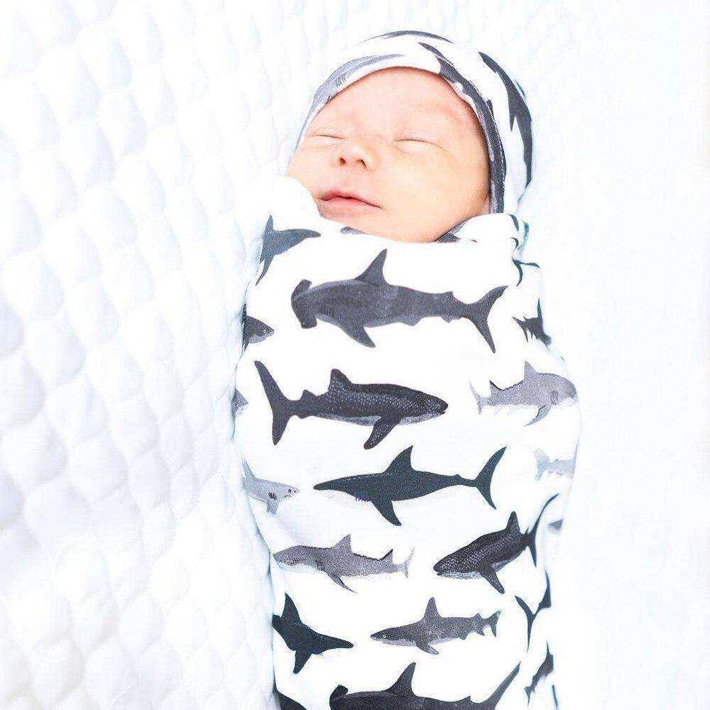 Baby Swaddle Blanket & Cap Newborn Cocoon Wrap